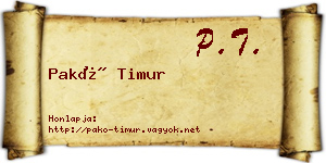 Pakó Timur névjegykártya